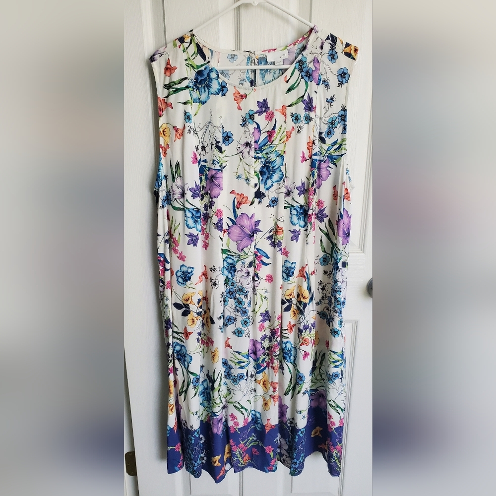 J. Jill Colorful Floral Size 3X Sleeveless Midi Dress Springtime Easter